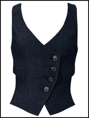 Women's Herringbone Tweed Waistcoat Slim-Fit Suit Vest Sleeveless V-Neck